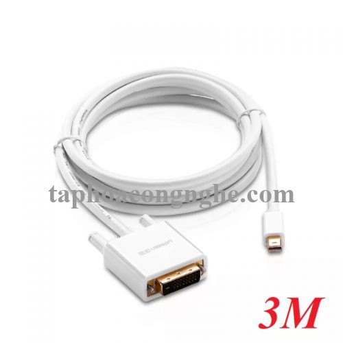 Ugreen 10425 3M Màu Trắng Cáp chuyển đổi Mini DP sang DVI 24 + 1 hỗ trợ phân giải 1080P MD102 30010425